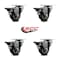 Service Caster 3'' Maroon Poly Wheel Swivel Top Plate Caster Set Posi Brake, 4PK SCC-20S314-PPUB-MRN-PLB-4 - alternate 4